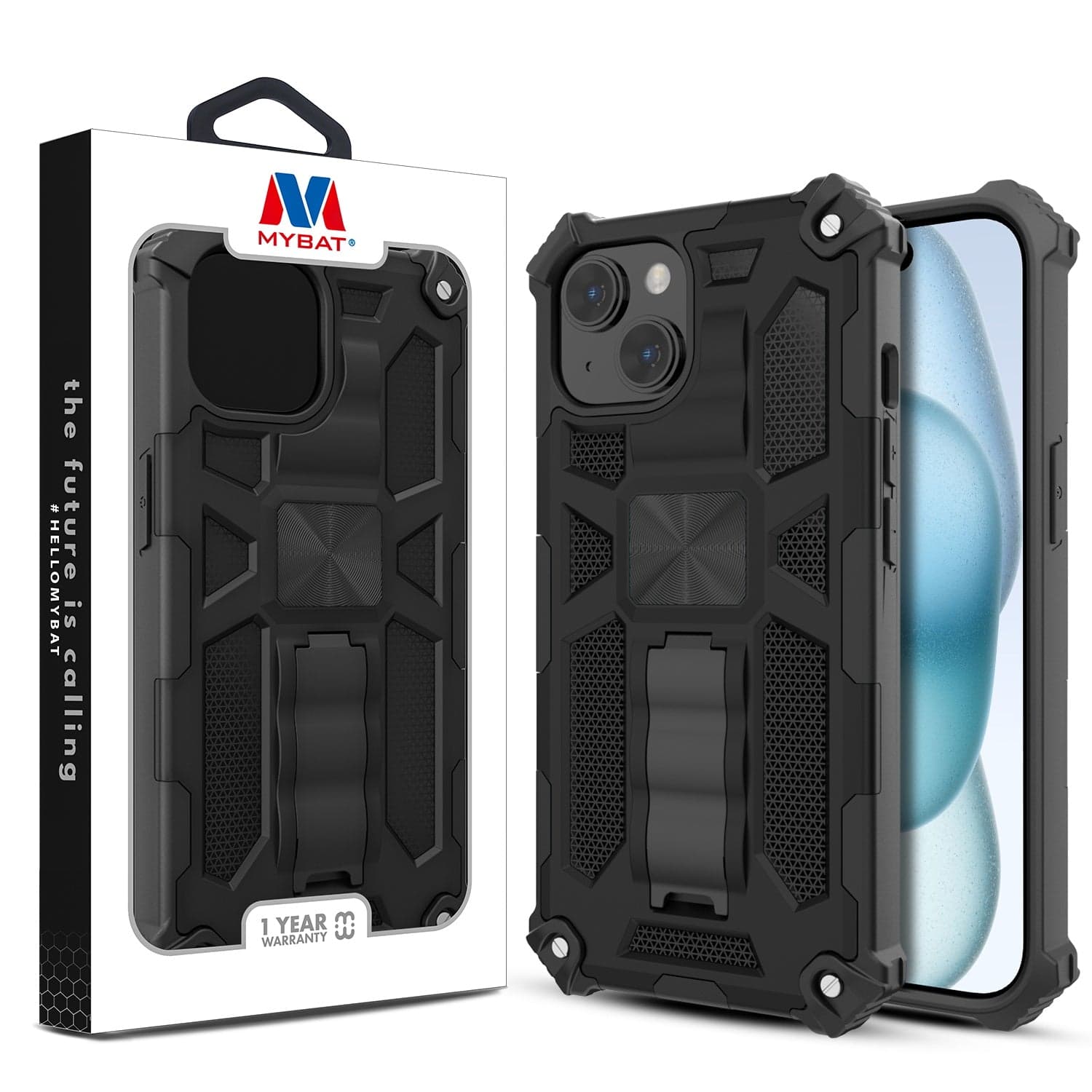 MYBAT Sturdy Hybrid Case for Apple iPhone 15 (Black)