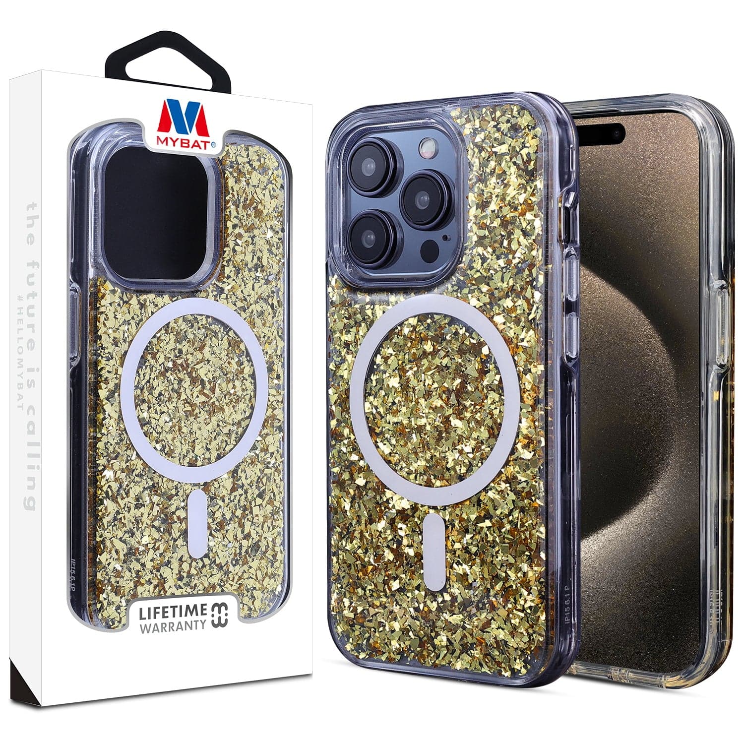 MYBAT Dazzle Case for Apple iPhone 15 Pro (Gold Rush)