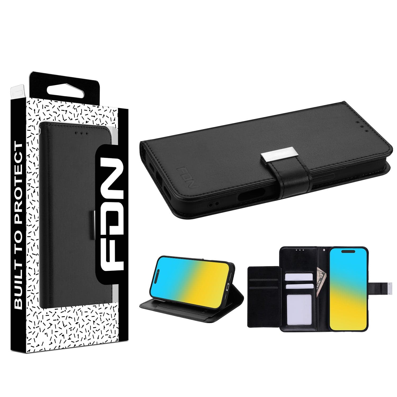 SYB Wallet Folio Case for Apple iPhone 16 Pro Max (Black)