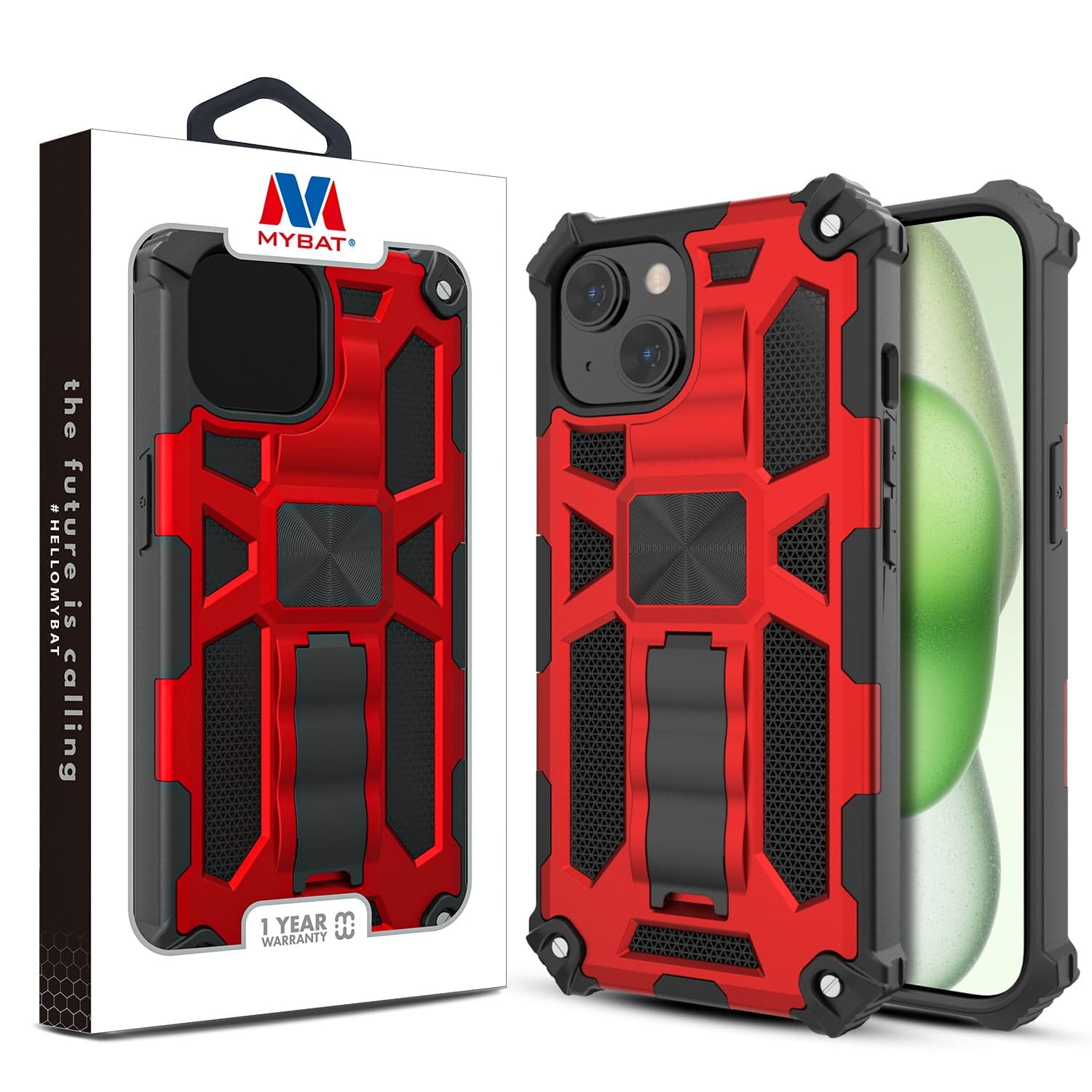 MYBAT Sturdy Hybrid Case for Apple iPhone 15 Plus (Red)