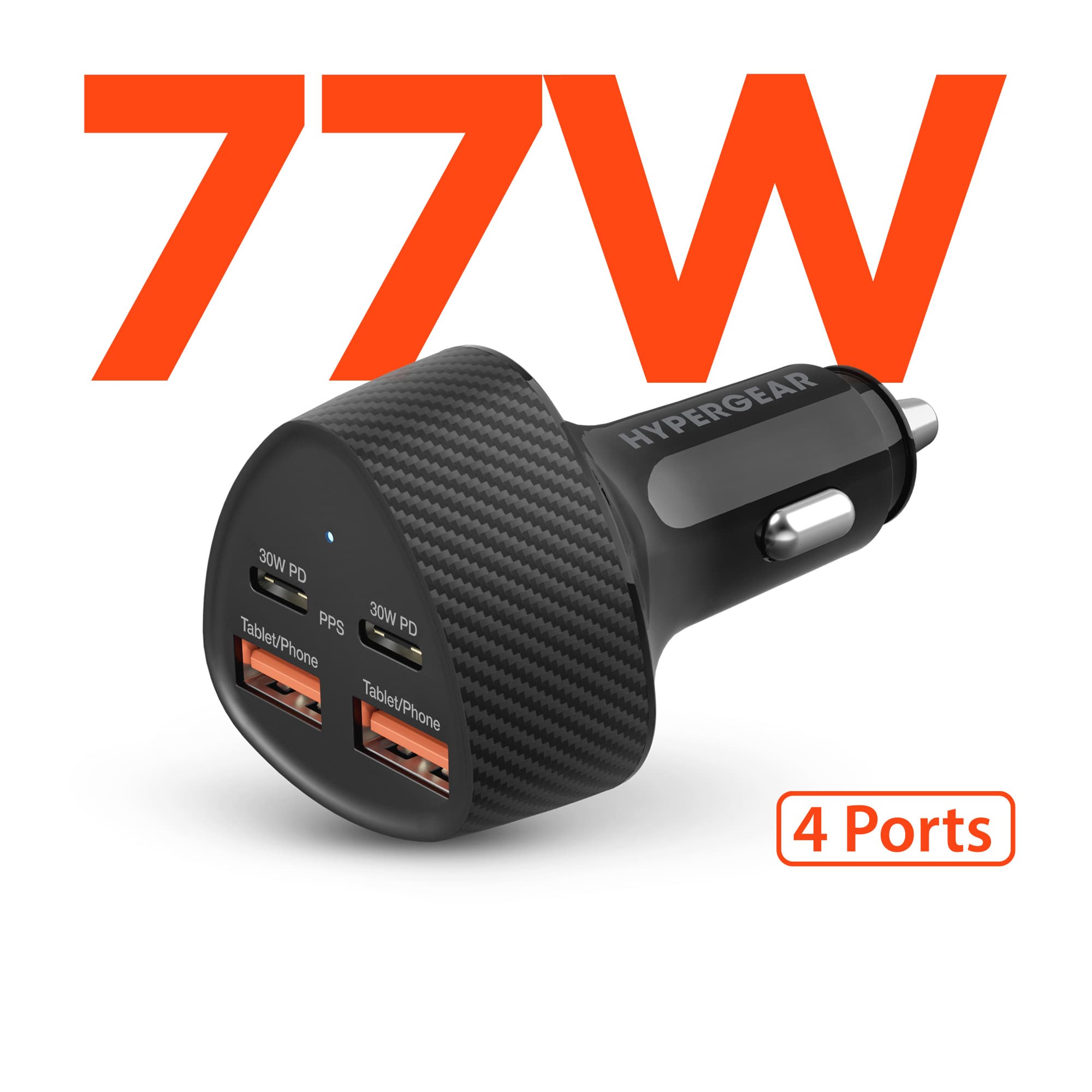 HyperGear 77W SpeedBoost Quad Port Car Charger