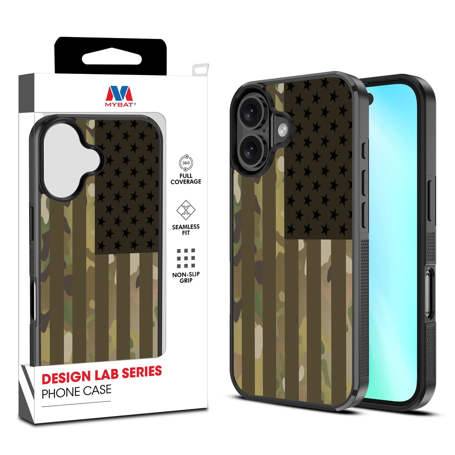 MYBAT Design Lab Case for Apple iPhone 16 (Camo American Flag)