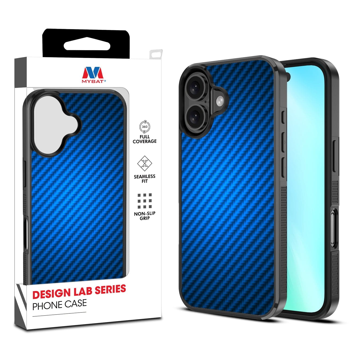 MYBAT Design Lab Case for Apple iPhone 16 Plus (Blue Carbon Fiber)