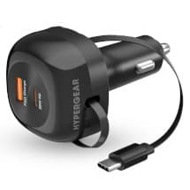 HyperGear 30W 3in1 SpeedBoost Car Charger & Retractable USB C Cable