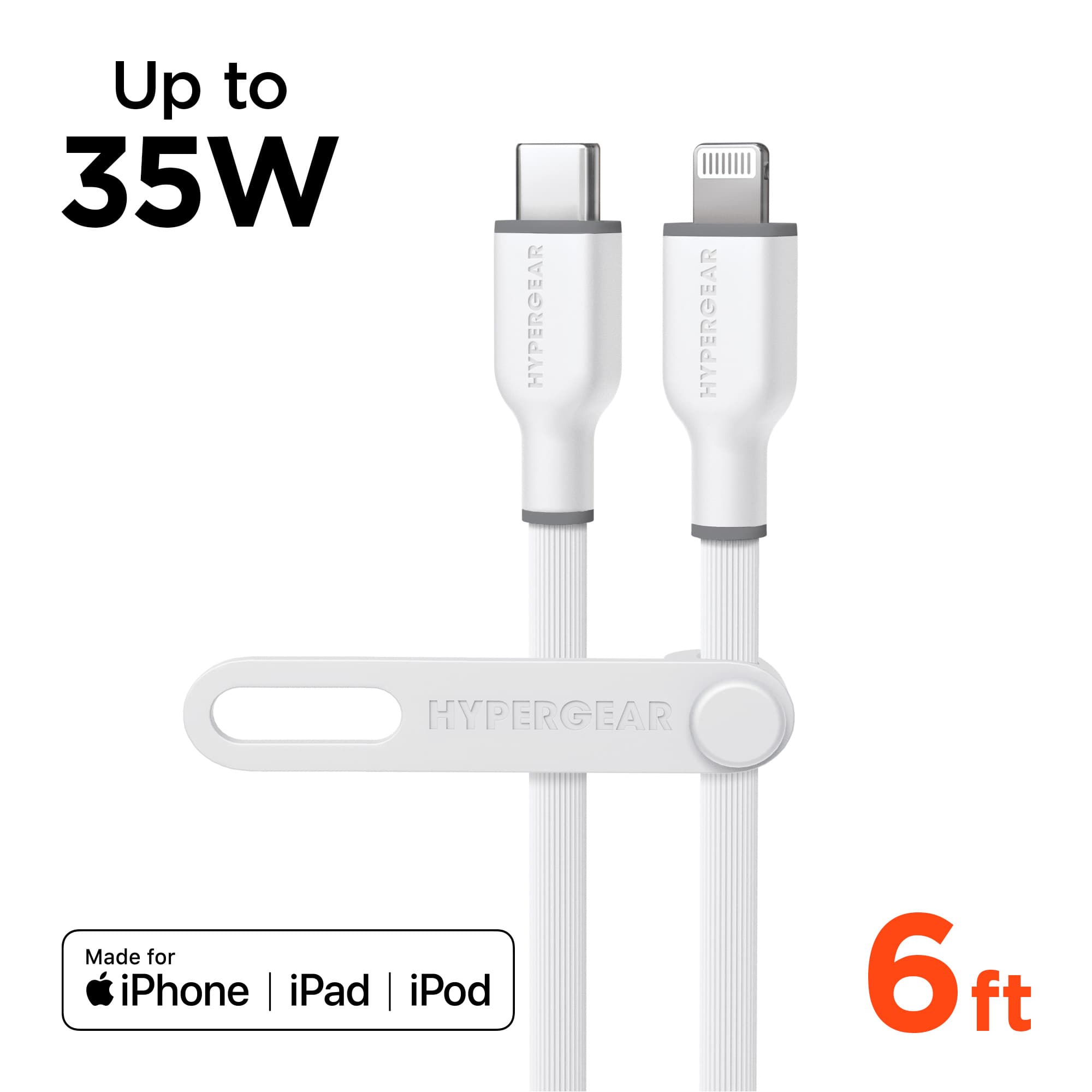 HyperGear 6ft Flexi Pro Fast Charge USB C to Lightning Cable (White)