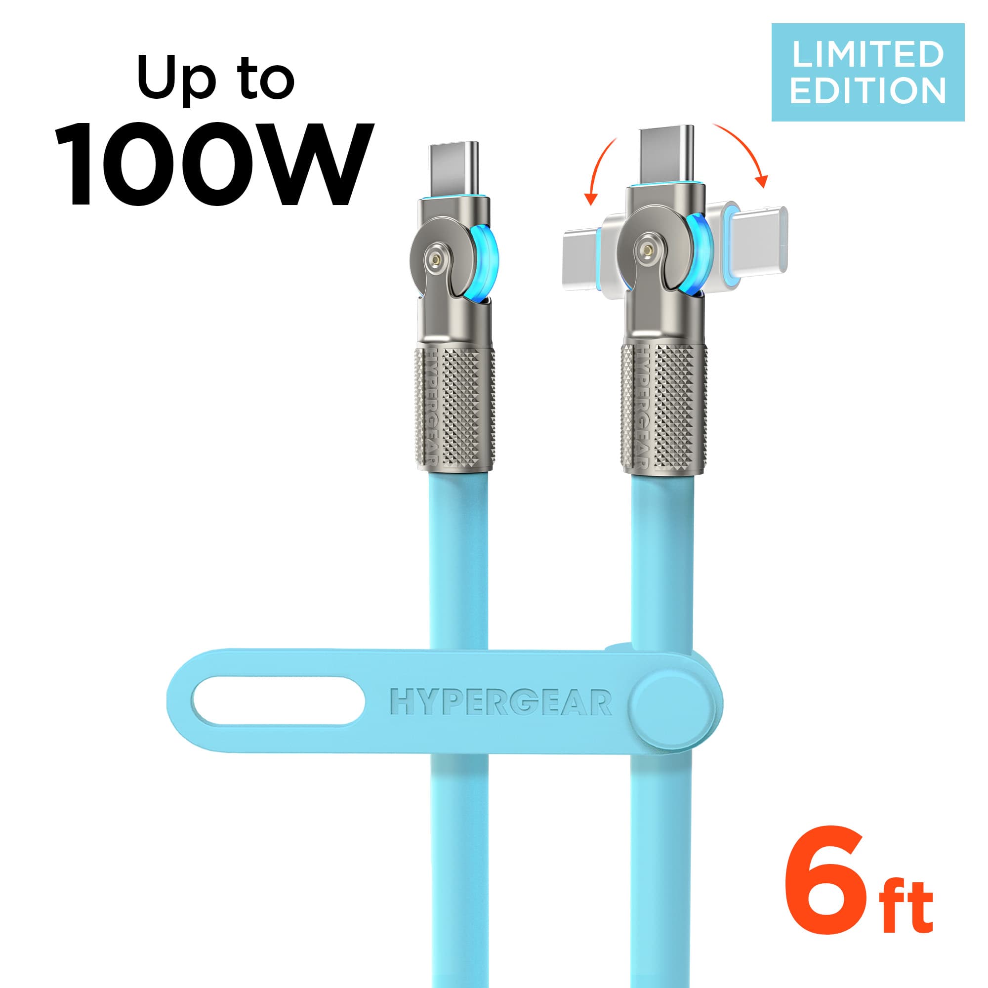 HyperGear 6ft Chunky180 Rugged USB C to USB C Cable (Sky Blue)