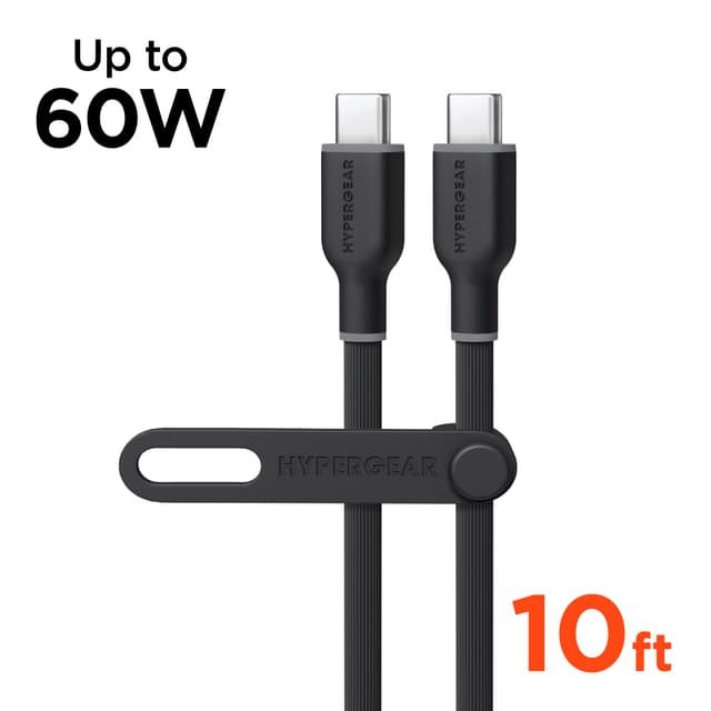 HyperGear 10ft Flexi Pro Fast Charge USB C to USB C Cable (Black)