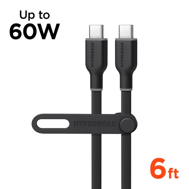 HyperGear 6ft Flexi Pro Fast Charge USB C to USB C Cable (Black)