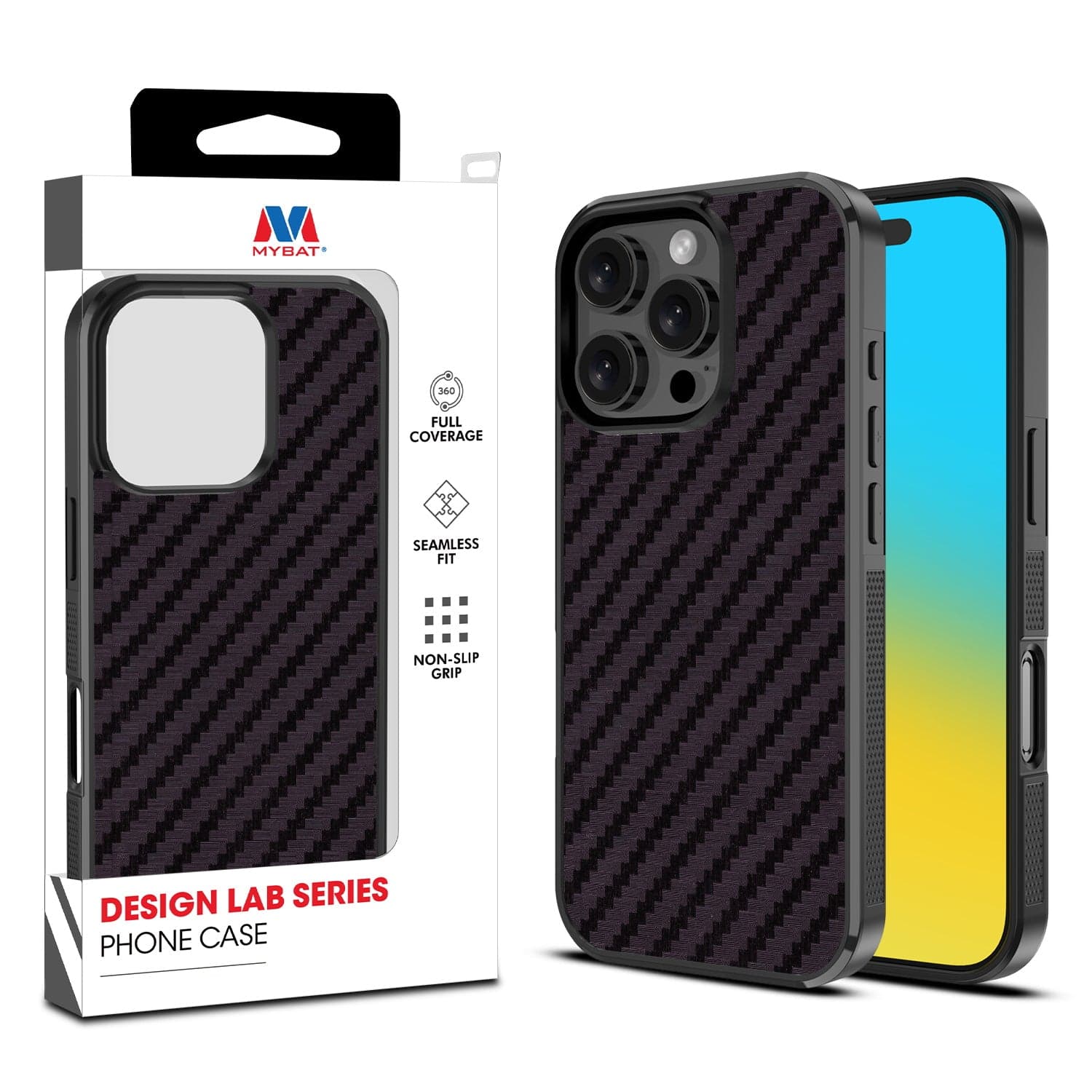 MYBAT Design Lab Case for Apple iPhone 16 Pro Max (Black Carbon Fiber)