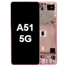 OLED & Frame Assembly for Samsung Galaxy A51 5G (Prism Cube Pink) [OEM Service Pack]