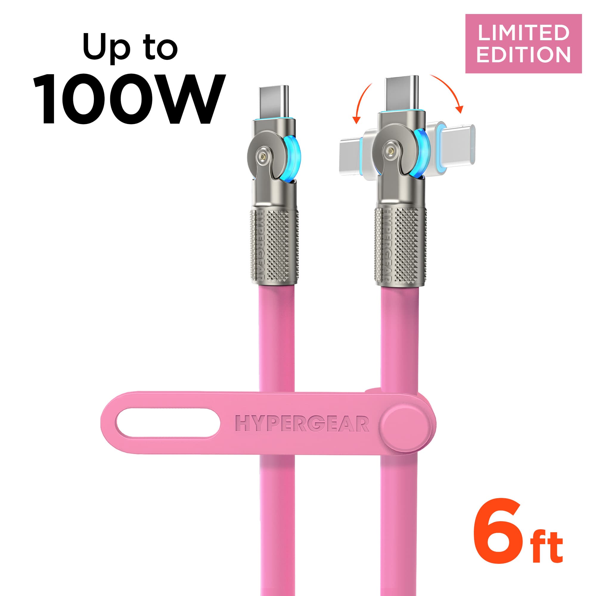 HyperGear 6ft Chunky180 Rugged USB C to USB C Cable (Pink)