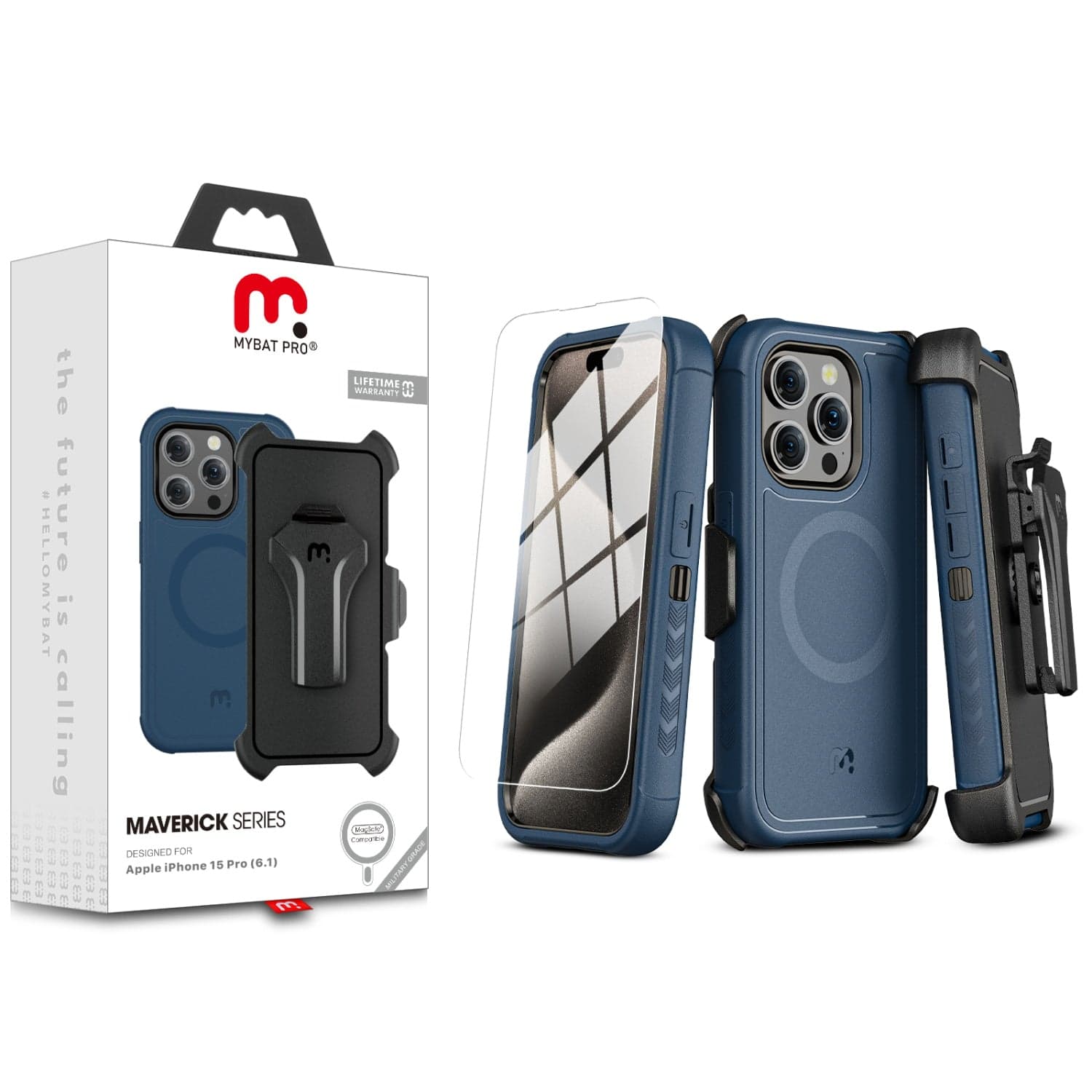 MYBAT Pro Maverick Case for Apple iPhone 15 Pro (Blue)