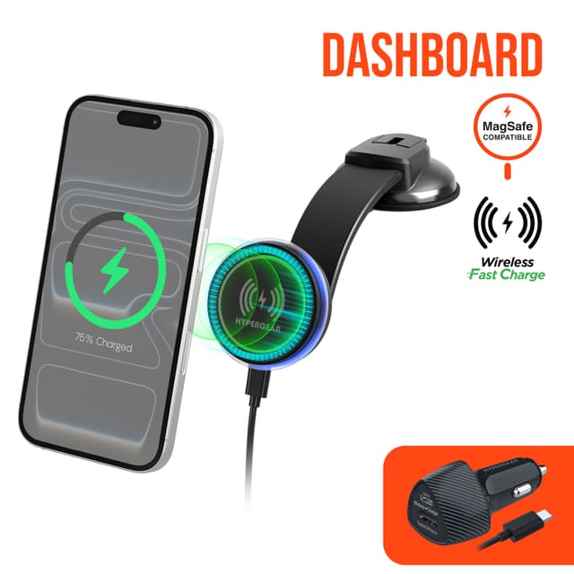 HyperGear 15W Magnetic Fast Wireless Charge Dashboard Mount