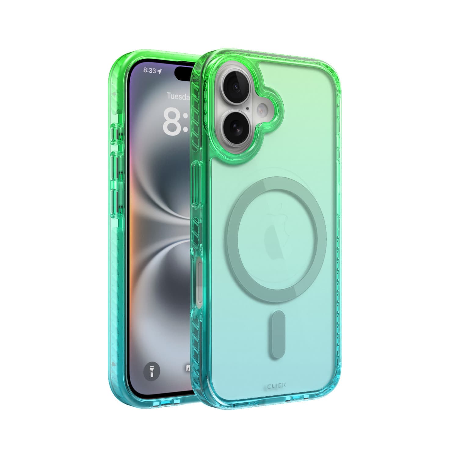 CLICK Clear Ombre Case for Apple iPhone 16 (Green Blue)