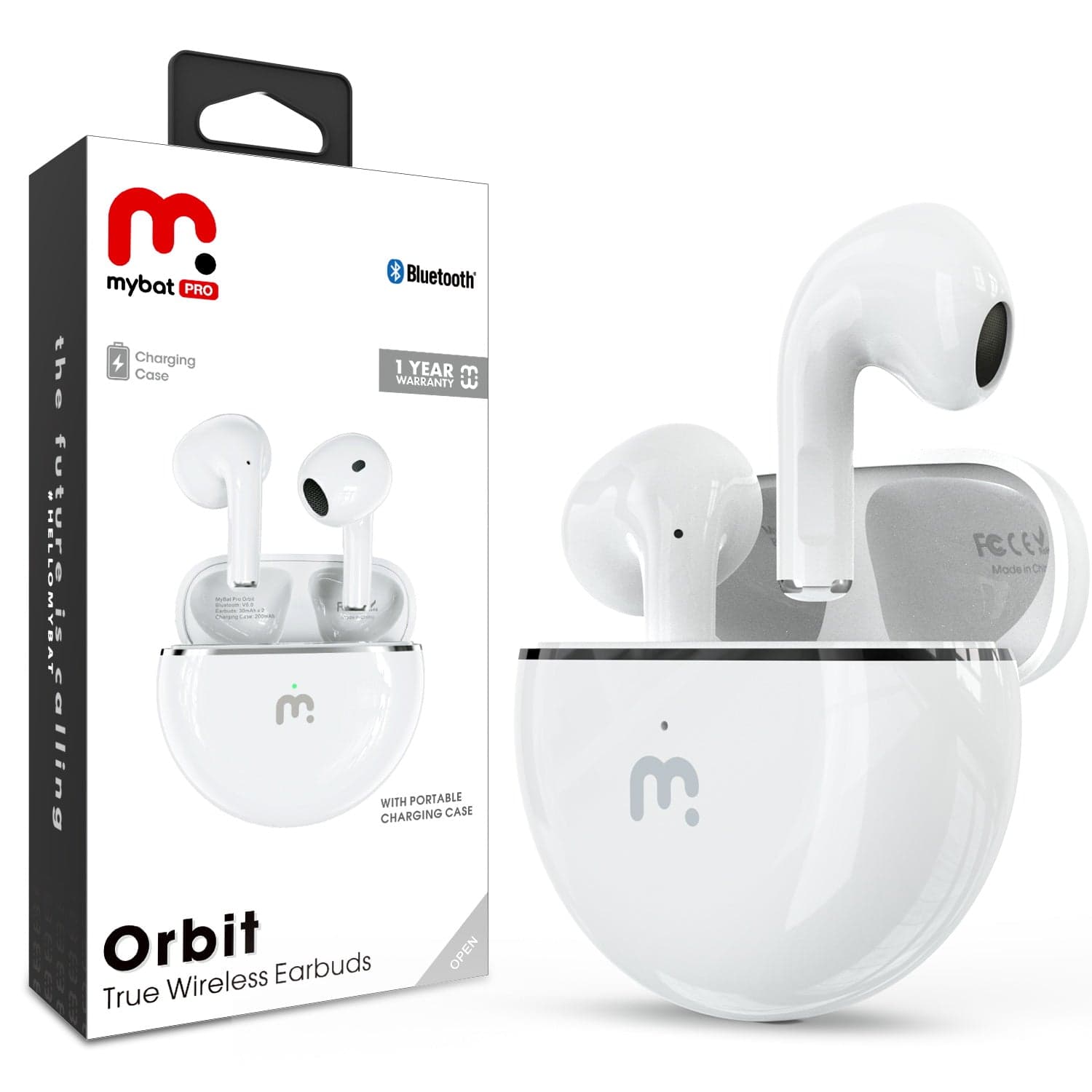 MYBAT Pro Orbit True Wireless Earbuds (White)