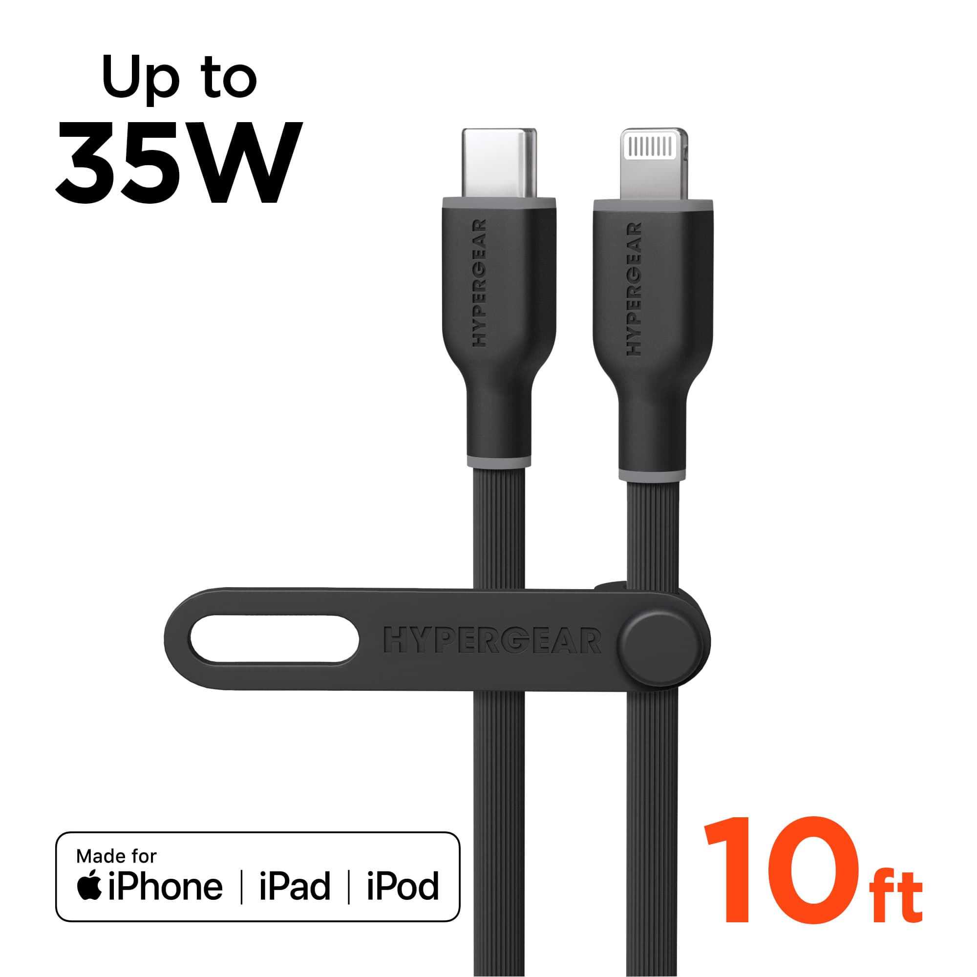 HyperGear 10ft Flexi Pro USB C to Lightning Cable (Black)