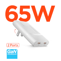 HyperGear 65W SpeedBoost Dual USB C Ultra Slim GaN Wall Charger