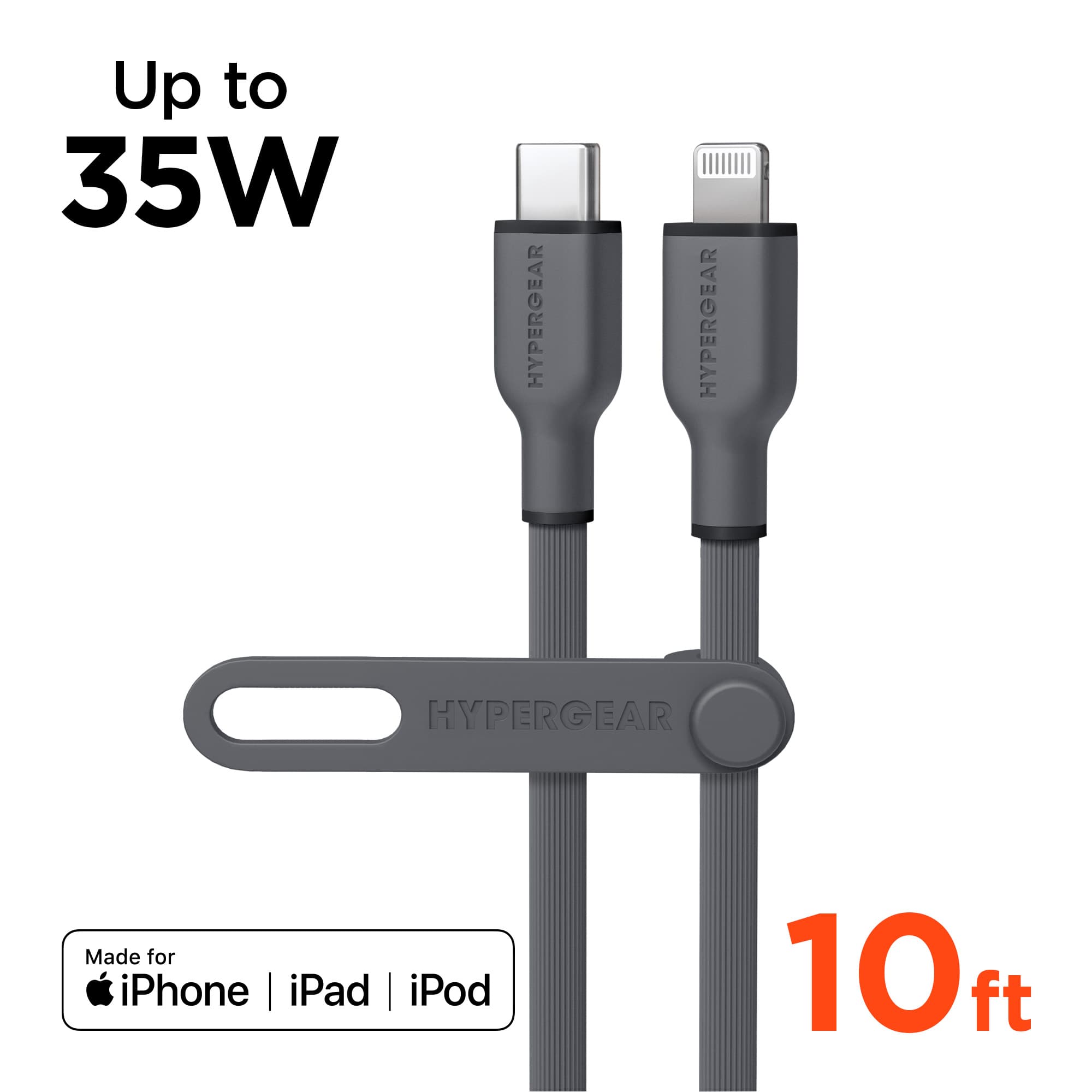 HyperGear 10ft Flexi Pro USB C to Lightning Cable (Gray)