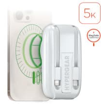 HyperGear 5K mAh Mag Grip Go MagSafe Kickstand & Built-In Cable Power Bank (White)