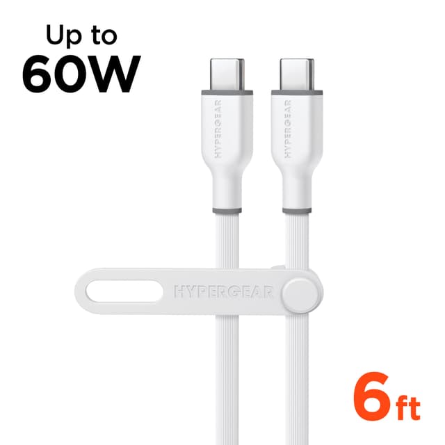 HyperGear 6ft Flexi Pro Fast Charge USB C to USB C Cable (White)