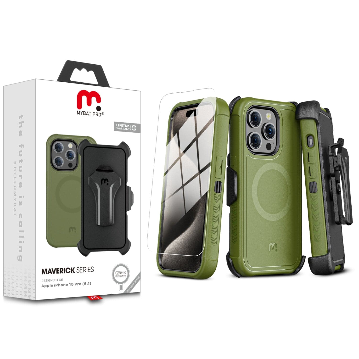 MYBAT Pro Maverick Case for Apple iPhone 15 Pro (Army Green)