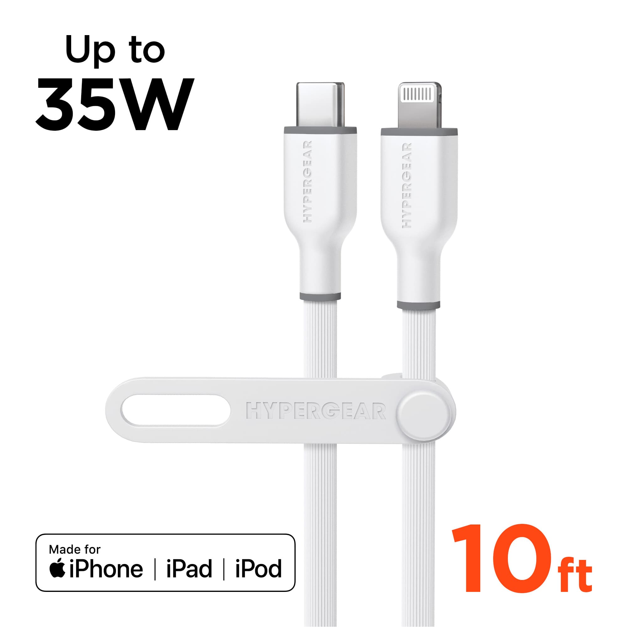 HyperGear 10ft Flexi Pro Fast Charge USB C to Lightning Cable (White)