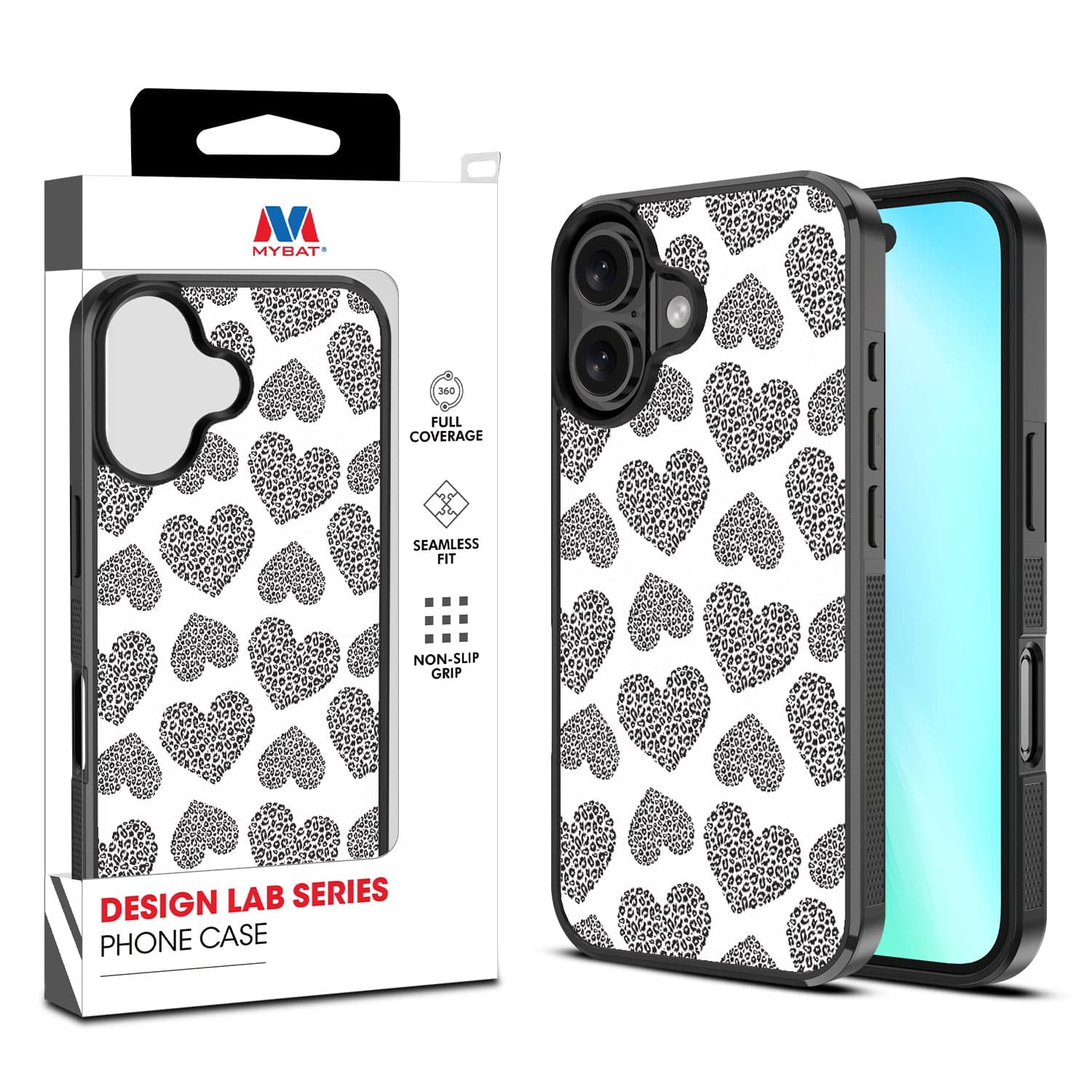 MYBAT Design Lab Case for Apple iPhone 16 (Leopard Hearts)