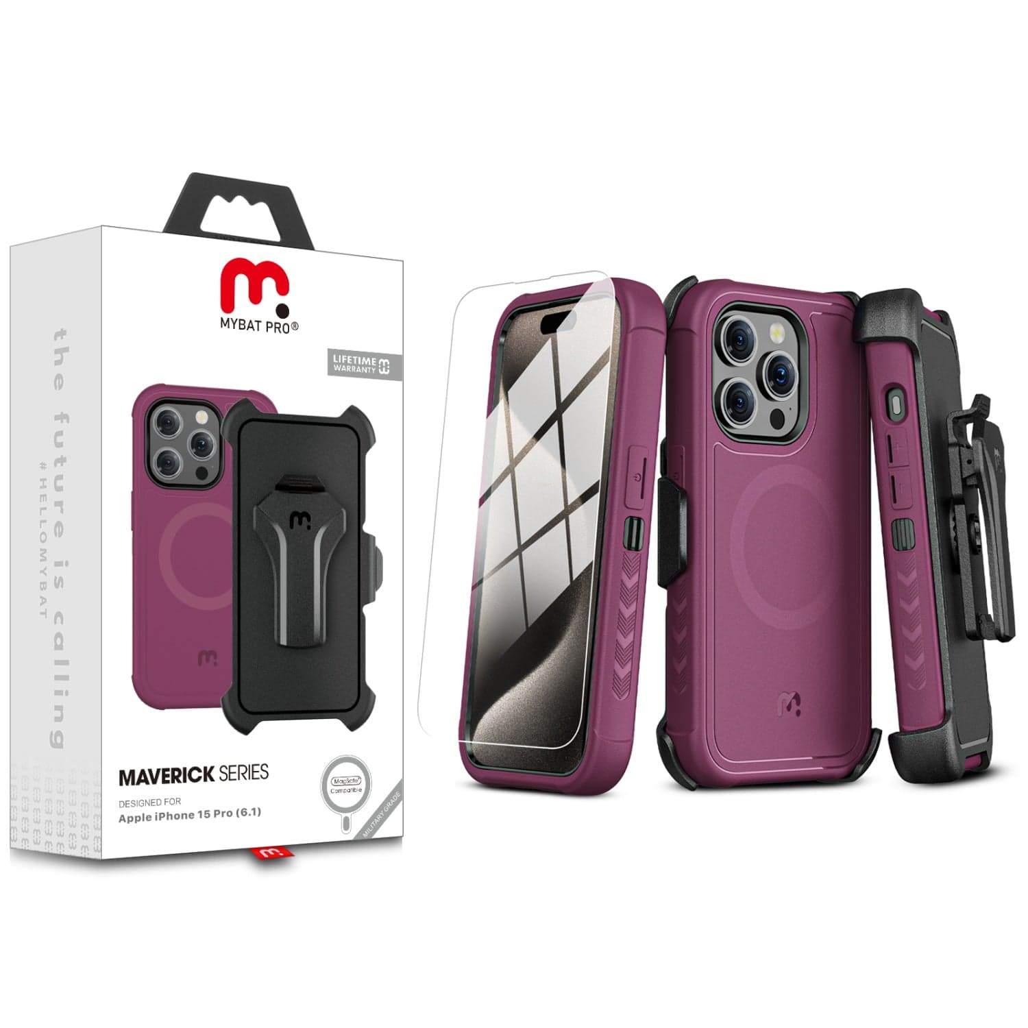 MYBAT Pro Maverick Case for Apple iPhone 15 Pro (Plum)