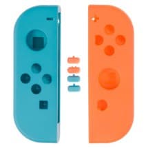 Shell Housing & Rail Buttons Set for Nintendo Joy-Con (Left & Right, Neon Red & Blue) [Premium]