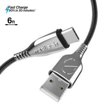 Naztech 6ft Braided Titanium USB C Cable (Black)