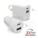 HyperGear 20W PD Dual Port Type Wall & Car Charger Bundle (White)