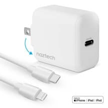 Naztech 20W Fast USB C Wall Charger & 4ft MFi USB C to Lightning Cable (White)