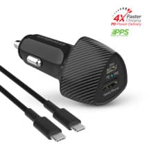 Naztech 25W PD USB C Car Charger & 4ft Round Lightning to USB C Cable (Black)