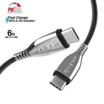 Naztech 6ft Braided Titanium USB C to USB C Cable (Black)