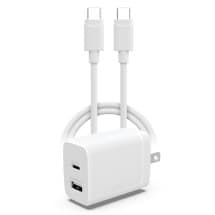 Naztech 30W Fast Dual Wall Charger & 4ft USB C to USB C Cable (White)