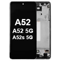 OLED & Frame Assembly for Samsung Galaxy A52, A52 5G, & A52s 5G (Awesome Black) [OEM Service Pack]