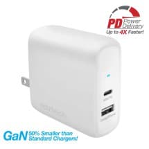 Naztech 68W Fast Wall Dual Port Type Charger (White)