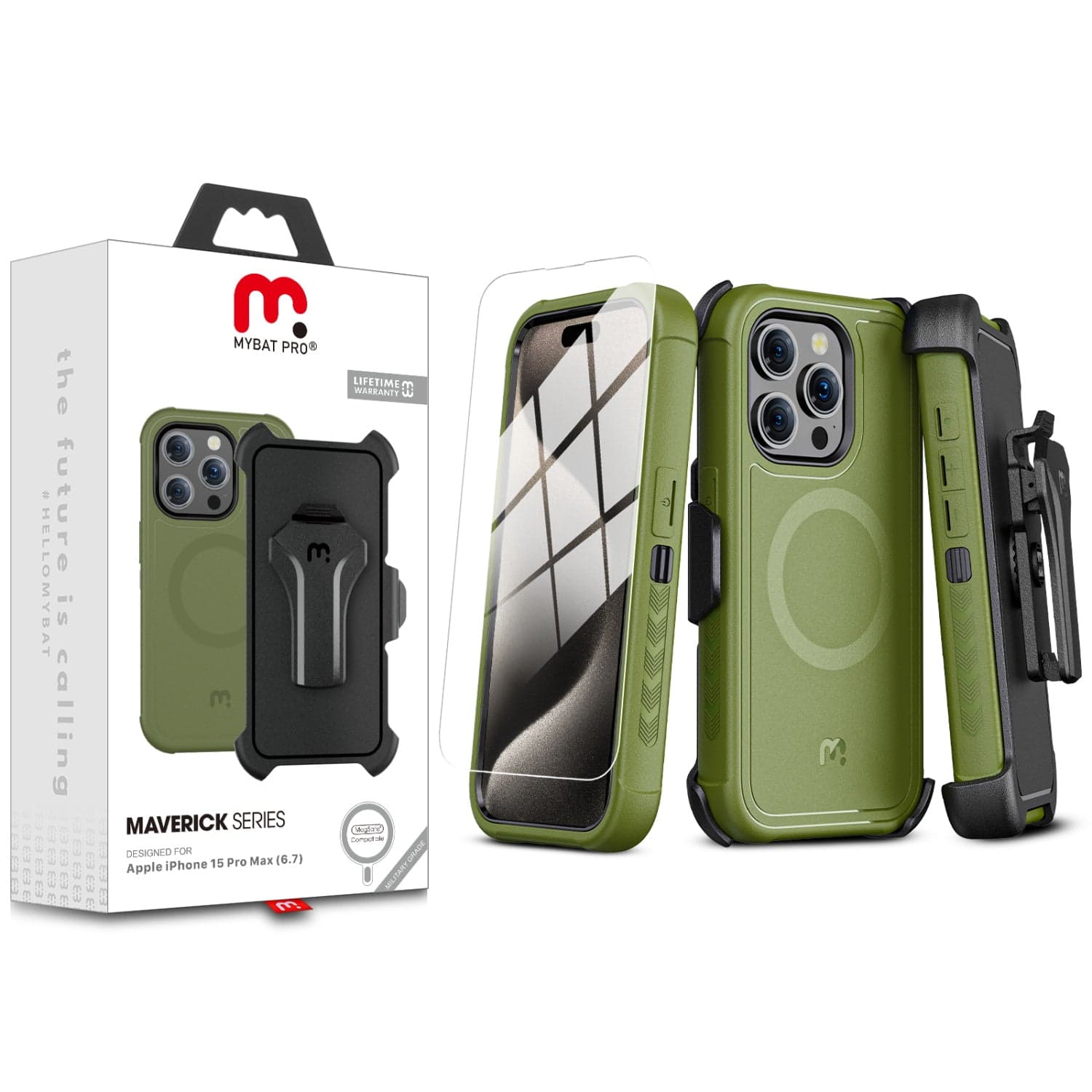MYBAT Pro Maverick Case for Apple iPhone 15 Pro Max (Army Green)