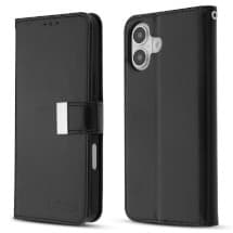 SYB Wallet Folio Case for Apple iPhone 16 (Black)