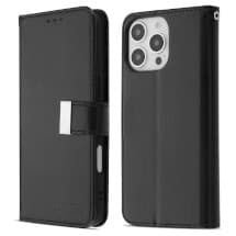 SYB Wallet Folio Case for Apple iPhone 16 Pro Max (Black)